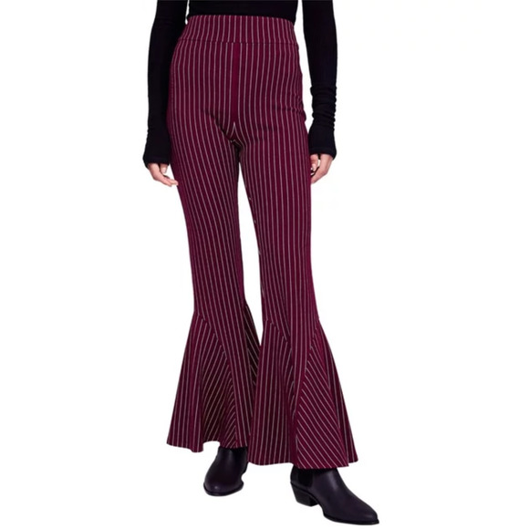 Free People Pants Mari Ponte High Rise Flare Winterberry Women Sz 4 NEW NWT 511 - Picture 2 of 4